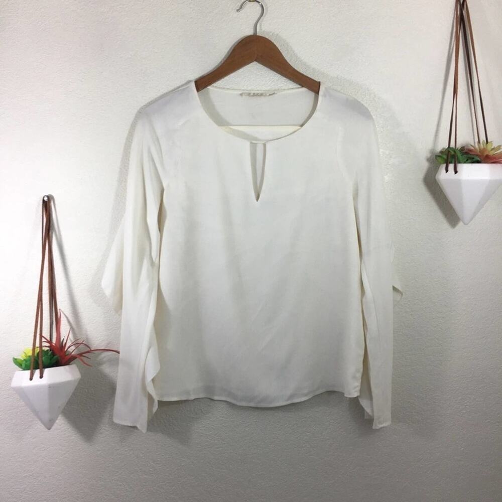 Cooper & ella ivory ruffle sleeve blouse